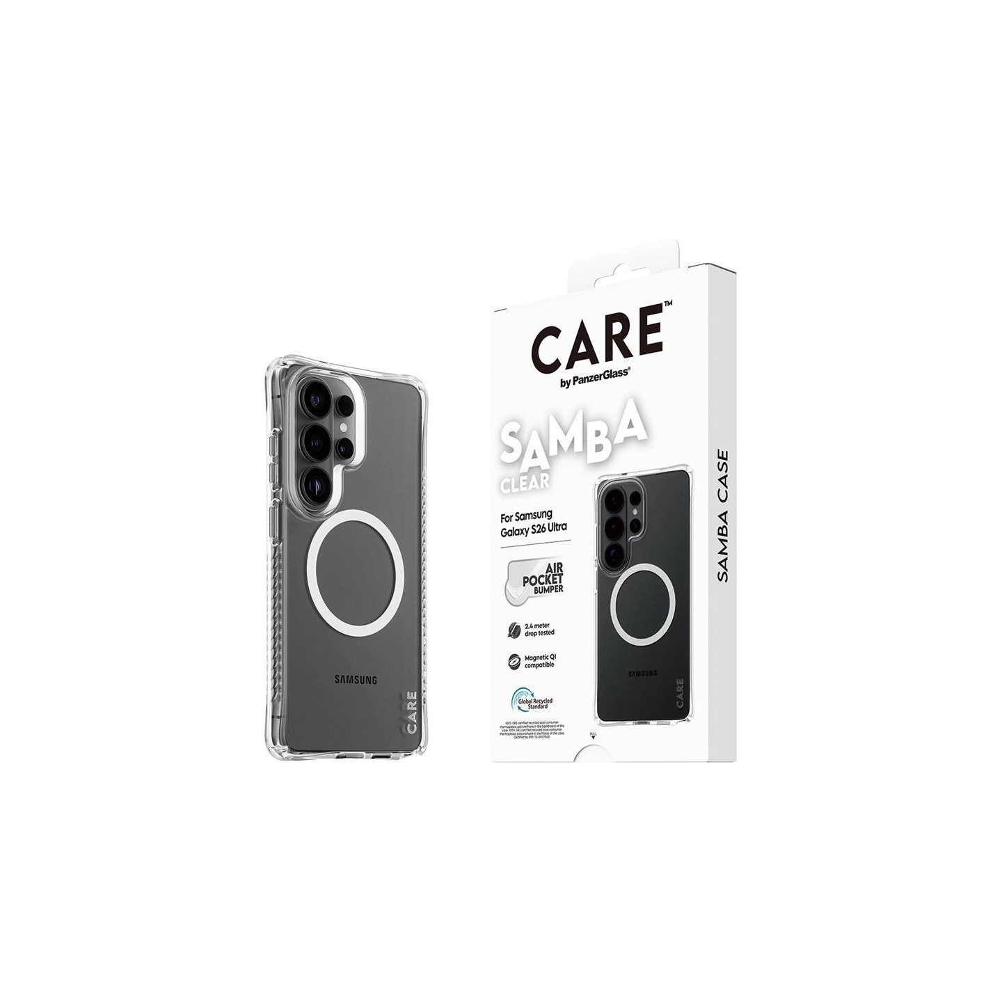 Panzerglass CARE by PanzerGlass Samba Case Transparent w. White Qi Samsung New Galaxy S26 Ultra | PanzerGlass