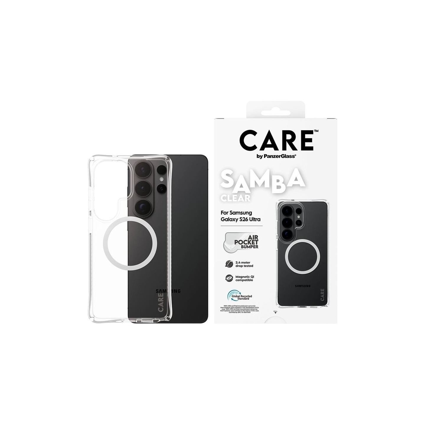 Panzerglass CARE by PanzerGlass Samba Case Transparent w. White Qi Samsung New Galaxy S26 Ultra | PanzerGlass