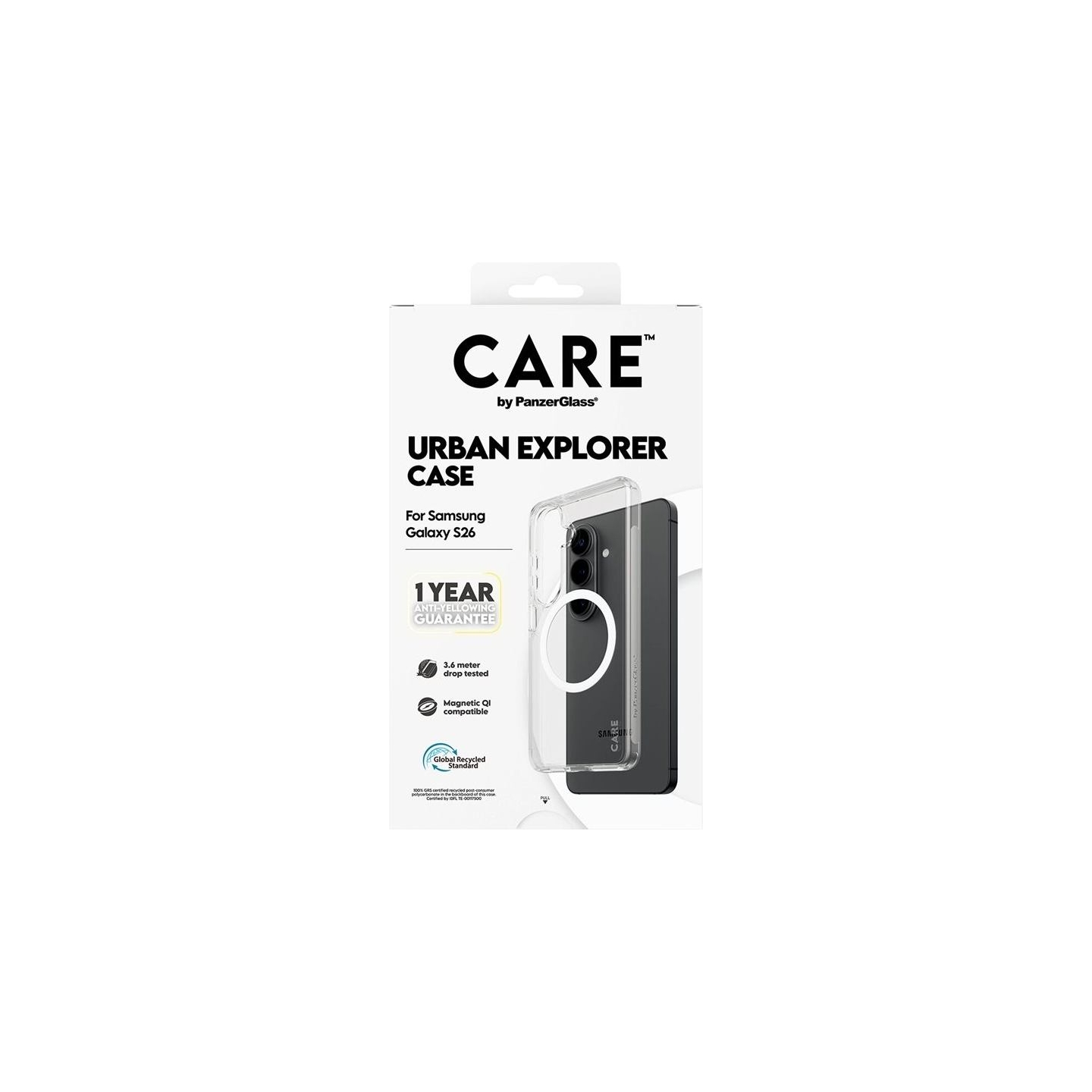Panzerglass CARE by PanzerGlass Urban Explorer Case Transparent w. White Qi Samsung New Galaxy S26 | PanzerGlass