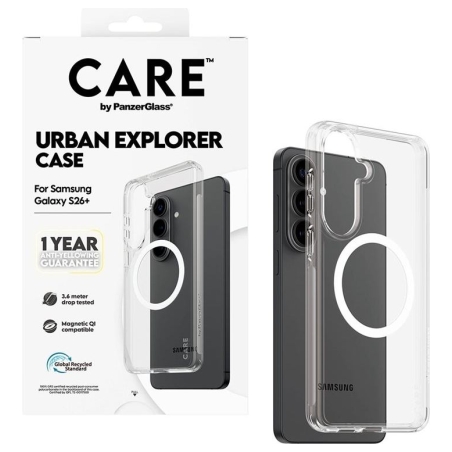 Panzerglass CARE by PanzerGlass Urban Explorer Case Transparent w. White Qi Samsung New Galaxy S26 Plus | PanzerGlass