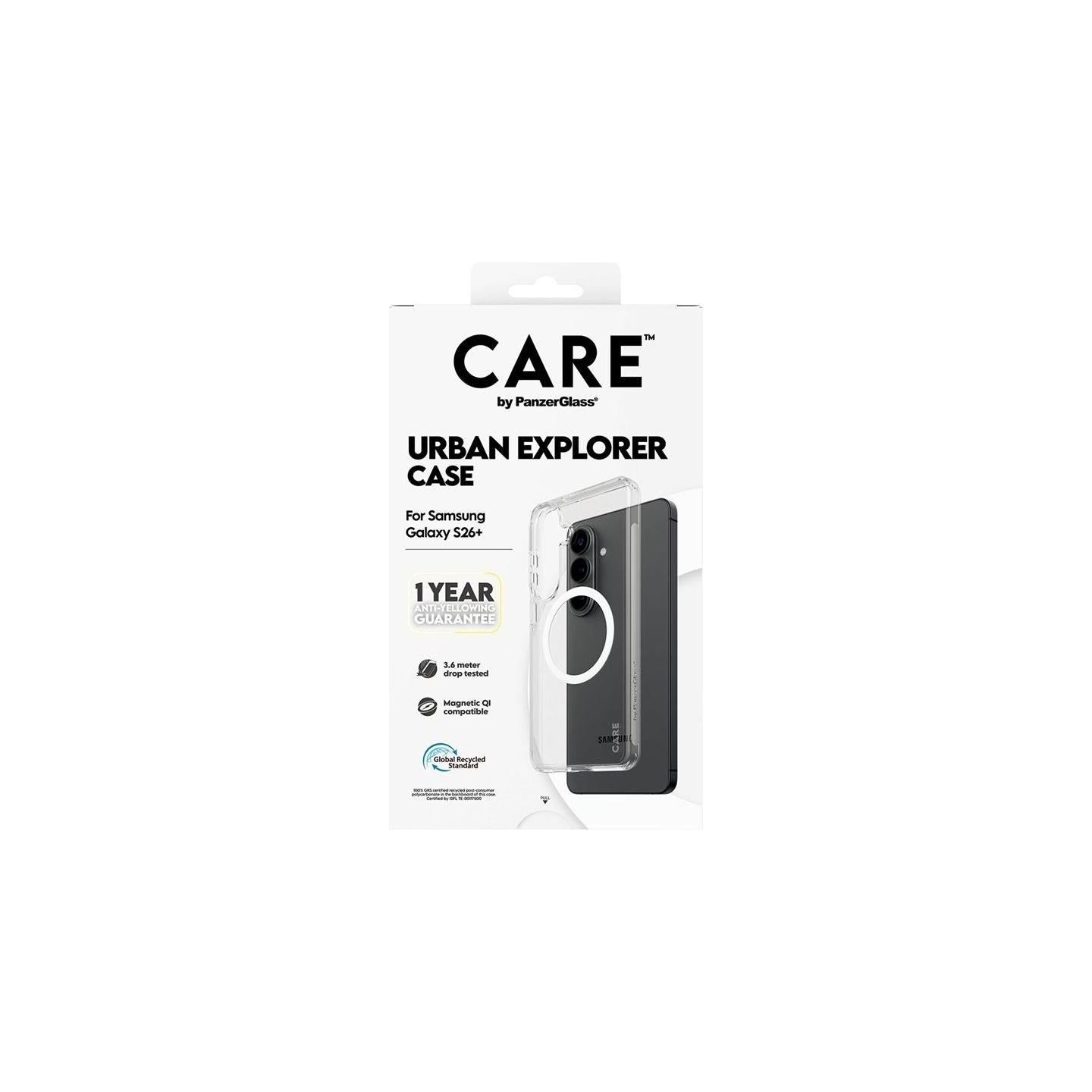 Panzerglass CARE by PanzerGlass Urban Explorer Case Transparent w. White Qi Samsung New Galaxy S26 Plus | PanzerGlass