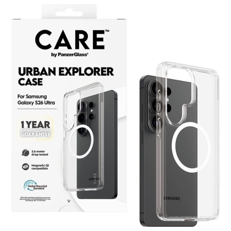 Panzerglass CARE by PanzerGlass Urban Explorer Case Transparent w. White Qi Samsung New Galaxy S26 Ultra | PanzerGlass