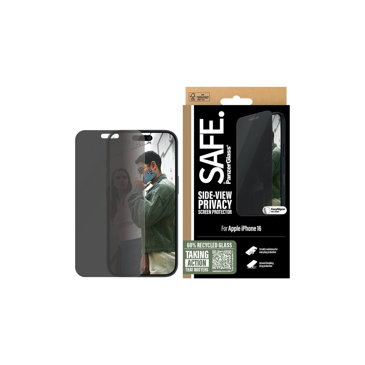 Panzerglass Screen protector | Apple | iPhone 16 | Glass | Black | Ultra-Wide Fit