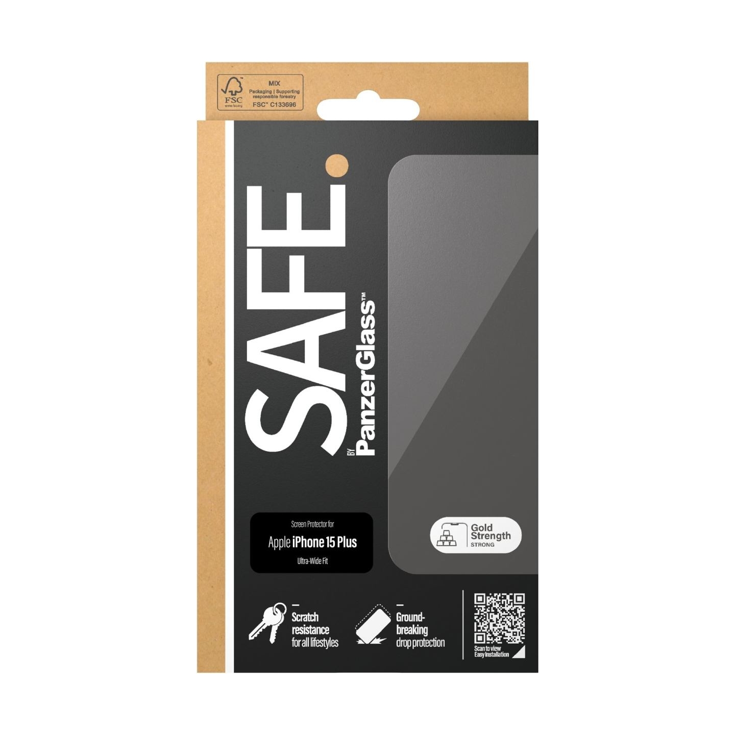 Panzerglass | SAFE | Screen protector | Apple | iPhone 15 PLUS | Glass | Clear | Ultra-Wide Fit