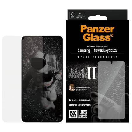 Panzerglass Ceramic Screen Protector Samsung New Galaxy S26 | Ultra-Wide Fit w. EasyAligner | PanzerGlass