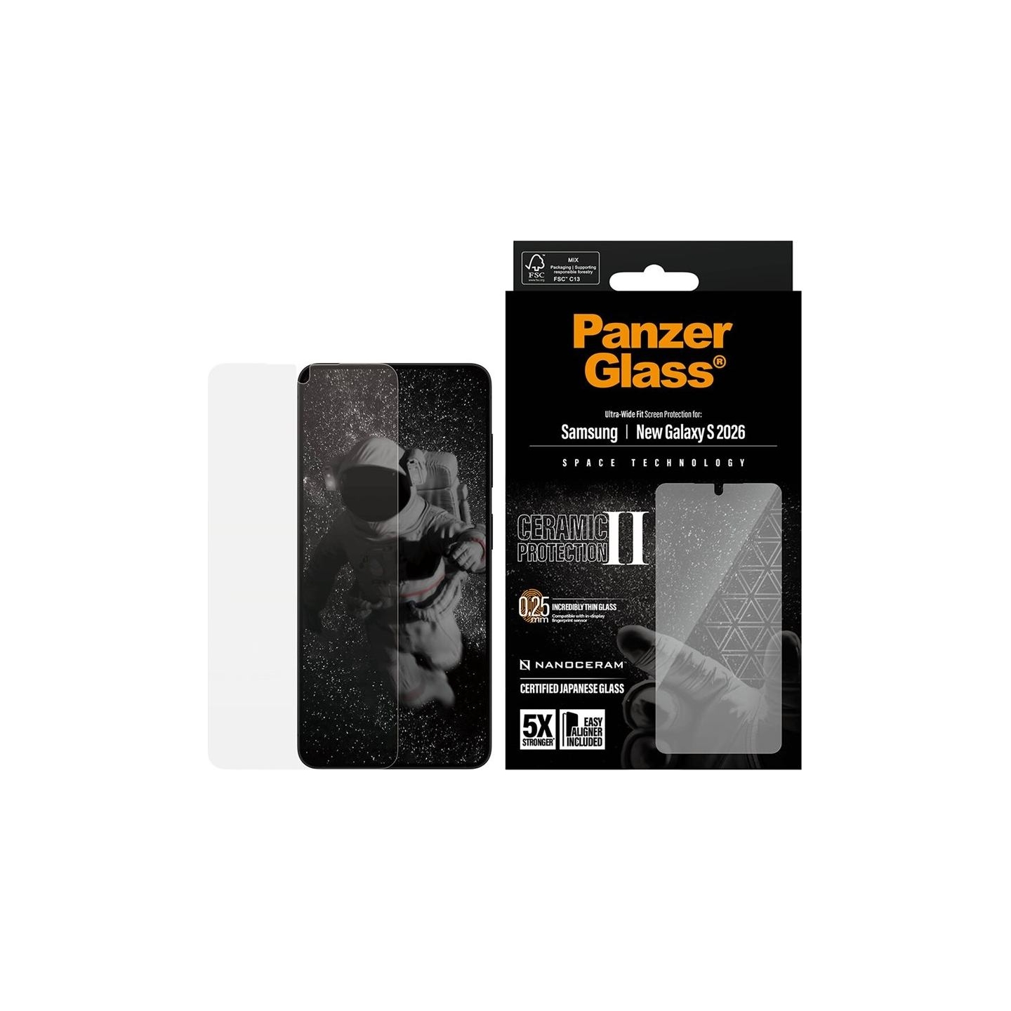 Panzerglass Ceramic Screen Protector Samsung New Galaxy S26 | Ultra-Wide Fit w. EasyAligner | PanzerGlass