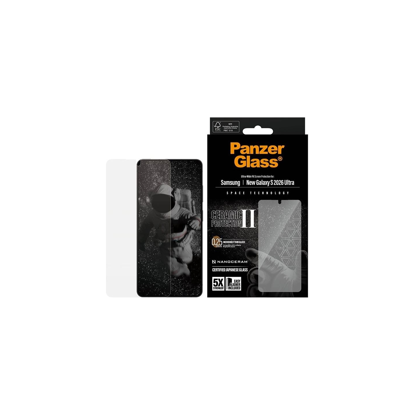 Panzerglass Ceramic Screen Protector Samsung New Galaxy S26 Ultra | Ultra-Wide Fit w. EasyAligner | PanzerGlass