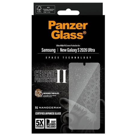 Panzerglass Ceramic Screen Protector Samsung New Galaxy S26 Ultra | Ultra-Wide Fit w. EasyAligner | PanzerGlass