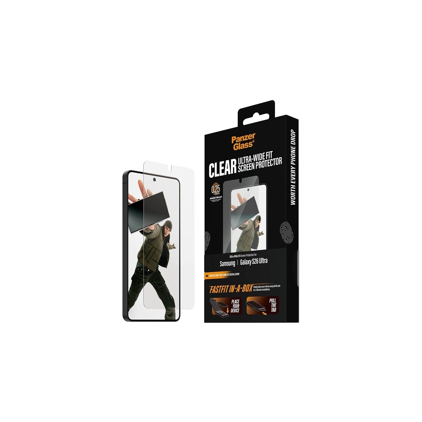 Panzerglass Screen Protector Samsung New Galaxy S26 Ultra | Ultra-Wide Fit w. FASTFIT IN-A-BOX | PanzerGlass