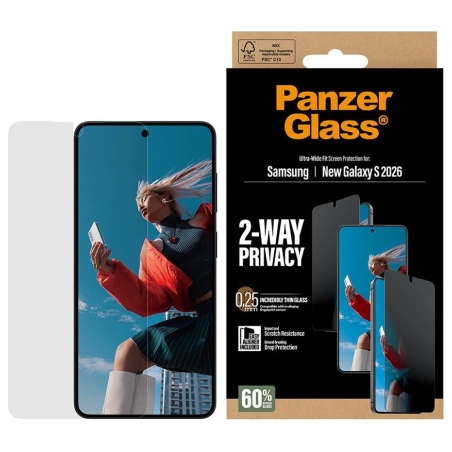 Panzerglass 2-Way Privacy Screen Protector Samsung New Galaxy S26 | Ultra-Wide Fit w. EasyAligner | PanzerGlass