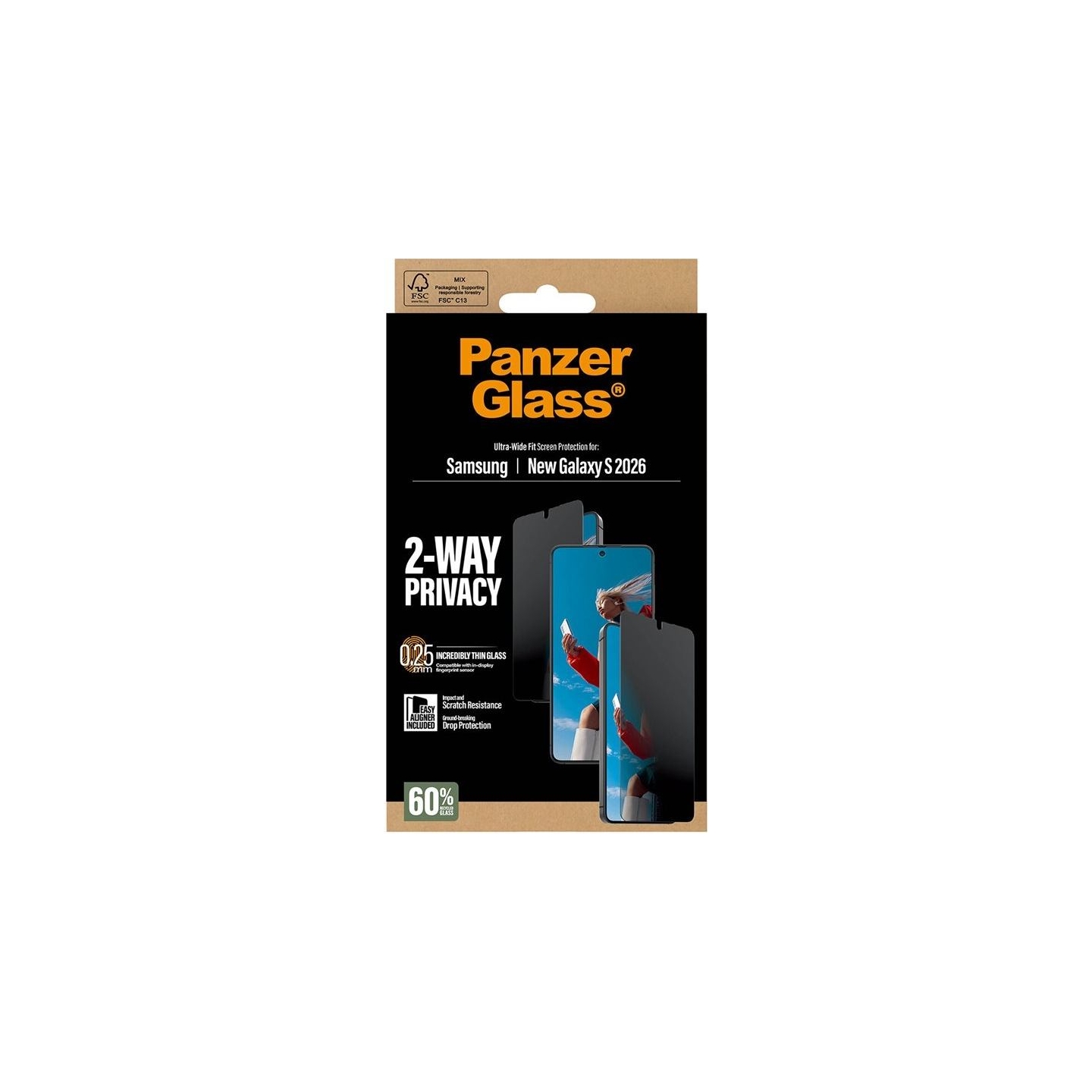 Panzerglass 2-Way Privacy Screen Protector Samsung New Galaxy S26 | Ultra-Wide Fit w. EasyAligner | PanzerGlass