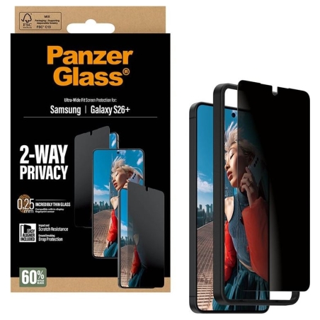Panzerglass 2-Way Privacy Screen Protector Samsung New Galaxy S26 Plus | Ultra-Wide Fit w. EasyAligner | PanzerGlass