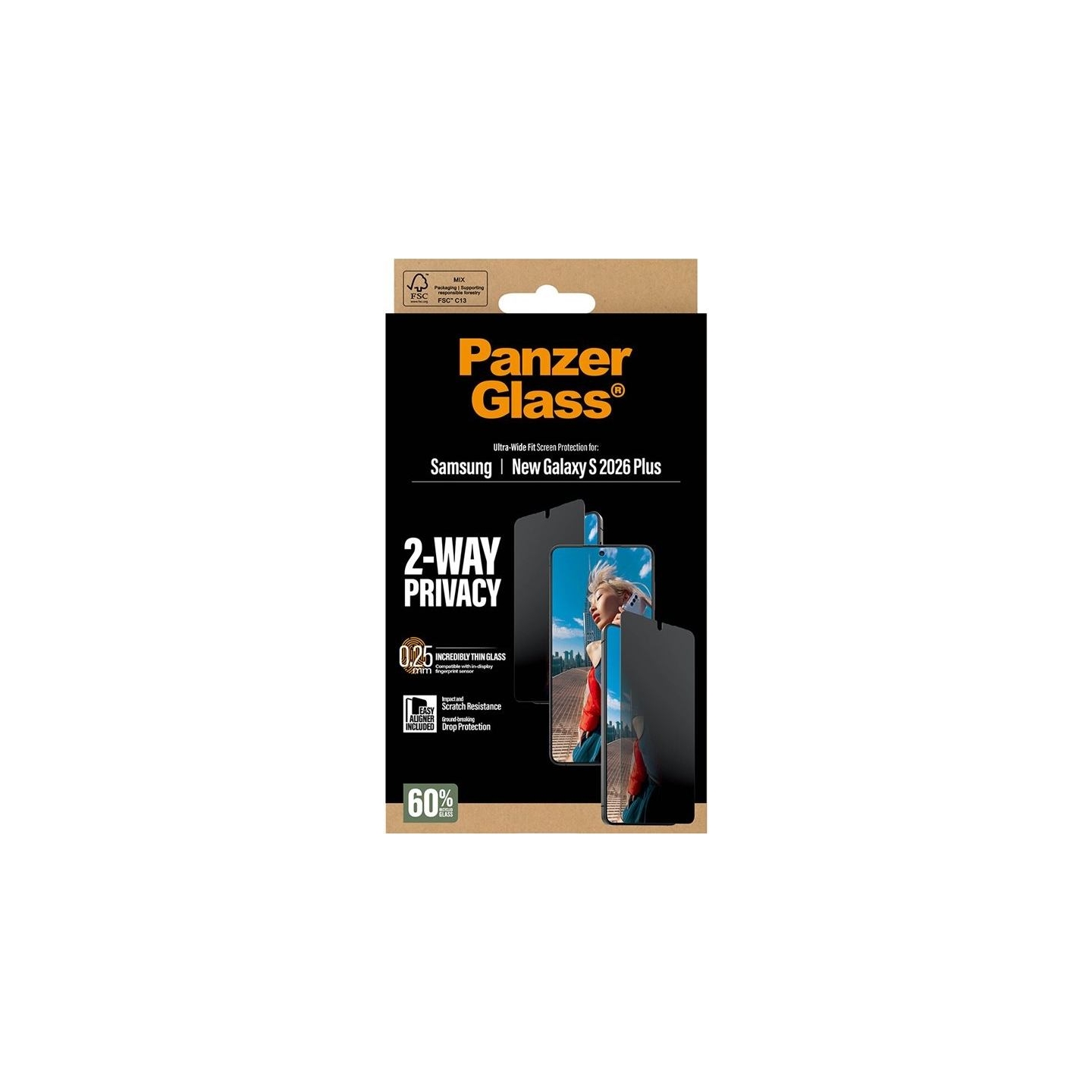 Panzerglass 2-Way Privacy Screen Protector Samsung New Galaxy S26 Plus | Ultra-Wide Fit w. EasyAligner | PanzerGlass