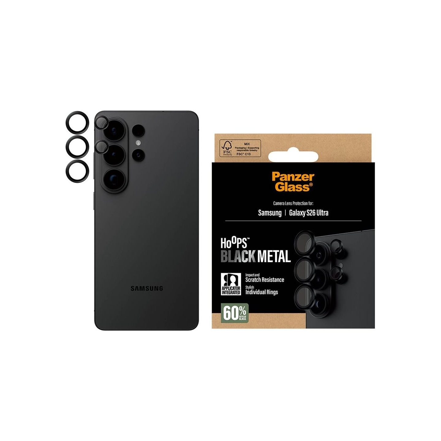Panzerglass Hoops Camera Lens Protector Black Samsung New Galaxy S26 Ultra | PanzerGlass