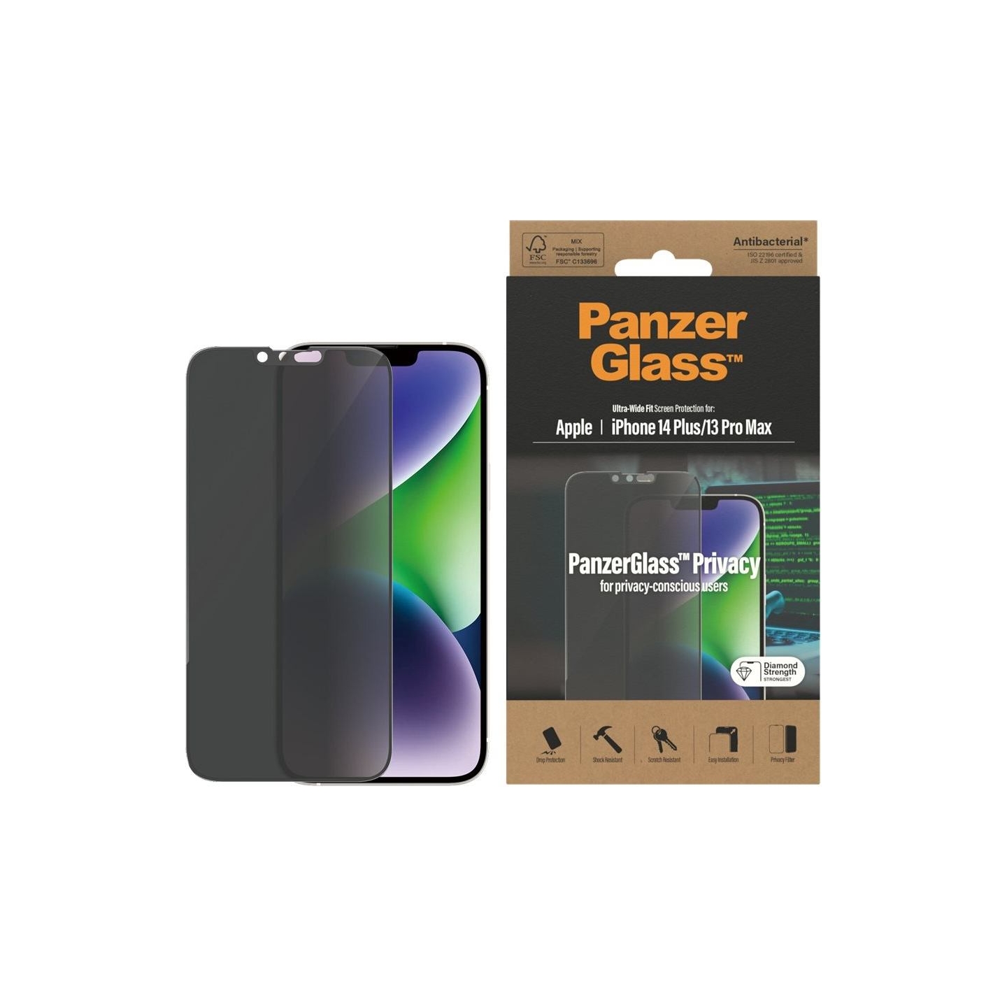 Panzerglass | Screen protector | Apple | iPhone 14 Plus/13 Pro Max | Glass | Black | Ultra-Wide Fit | Privacy