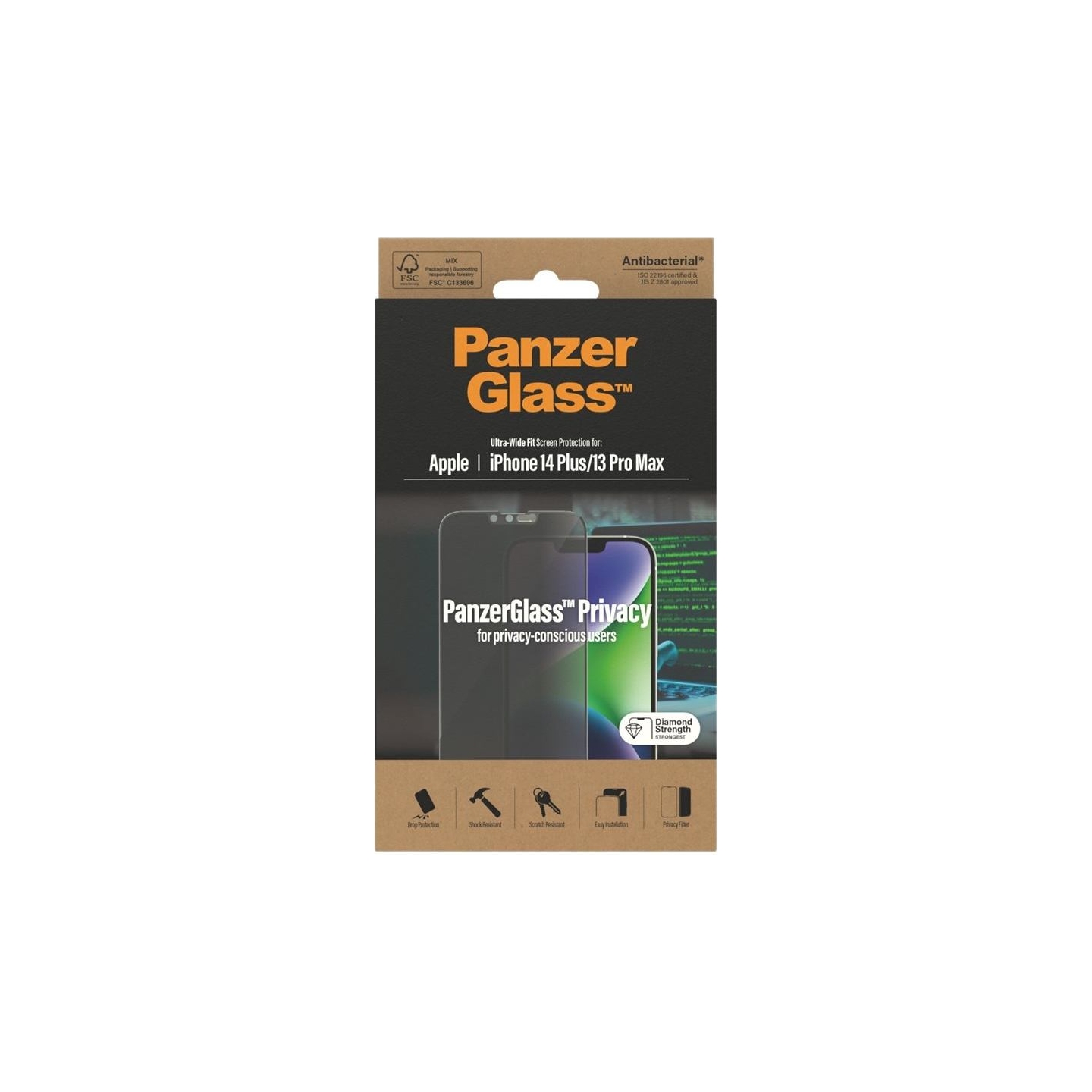 Panzerglass | Screen protector | Apple | iPhone 14 Plus/13 Pro Max | Glass | Black | Ultra-Wide Fit | Privacy