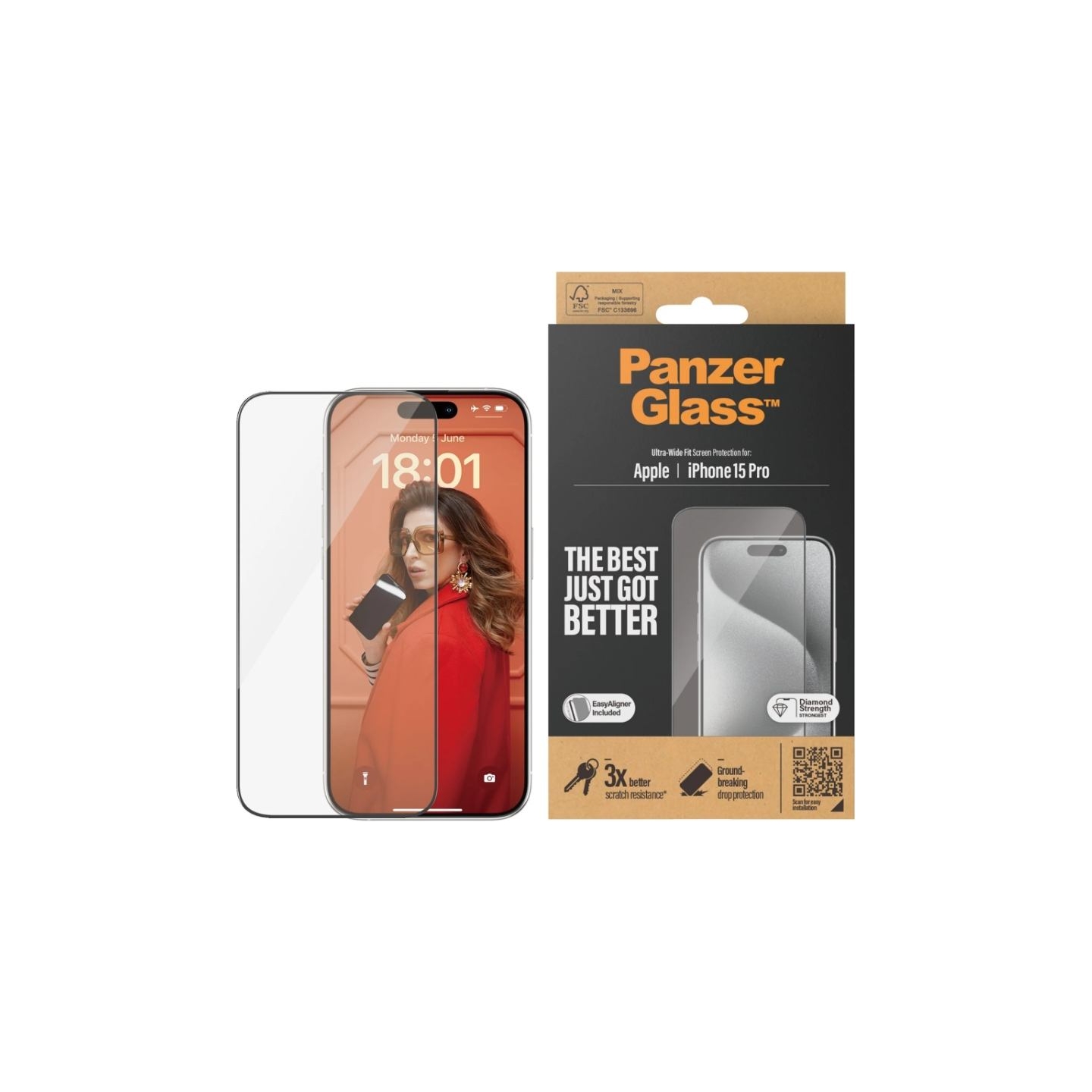 Panzerglass | Screen protector | Apple | iPhone 15 Pro | Glass | Clear | Easy installation; Fingerprint resistant; Anti-yellowin