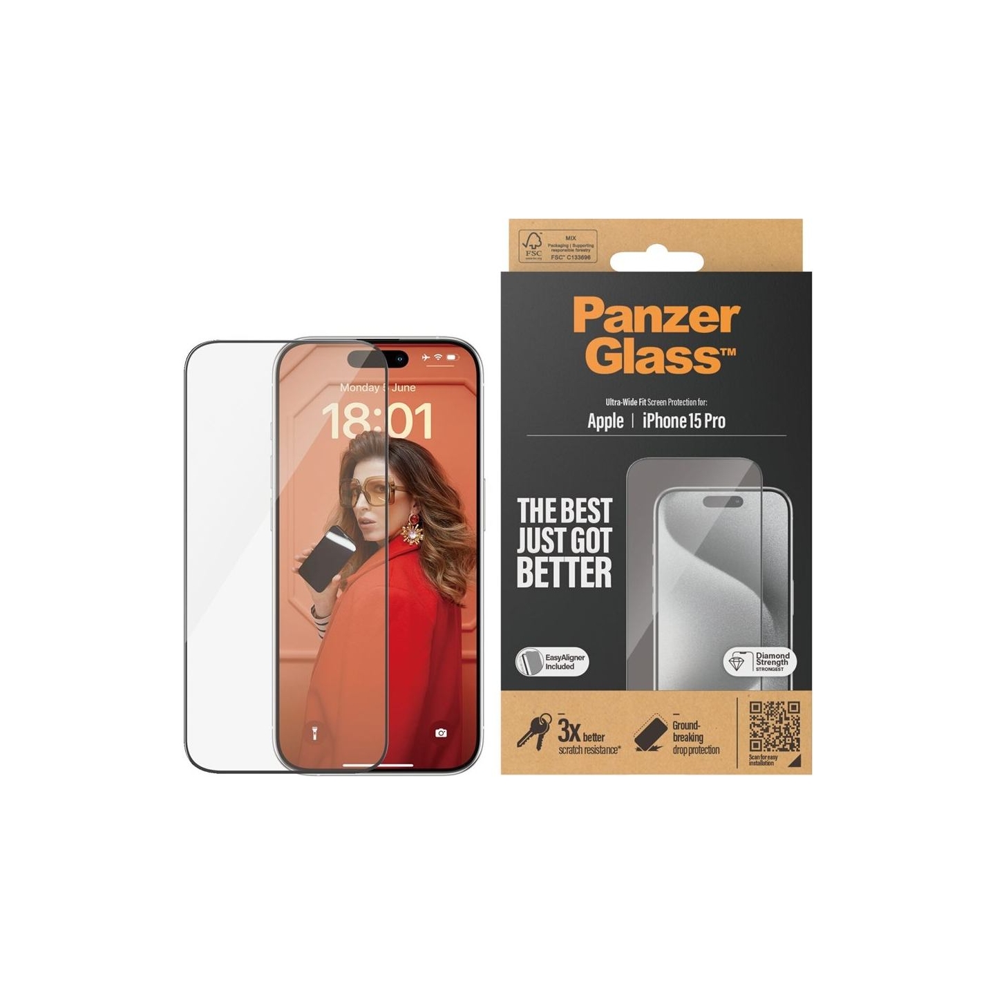 Panzerglass | Screen protector | Apple | iPhone 15 Pro | Glass | Clear | Easy installation; Fingerprint resistant; Anti-yellowin