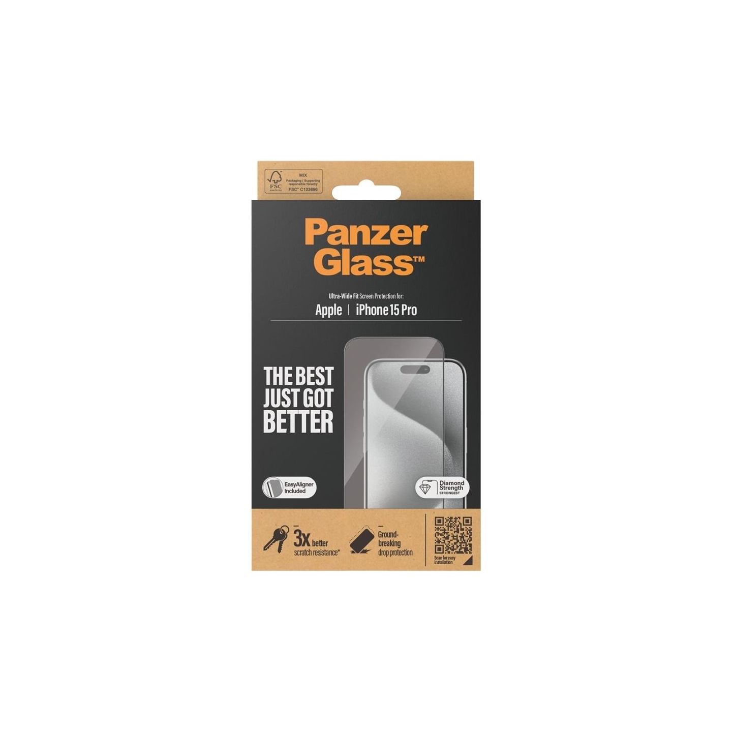 Panzerglass | Screen protector | Apple | iPhone 15 Pro | Glass | Clear | Easy installation; Fingerprint resistant; Anti-yellowin
