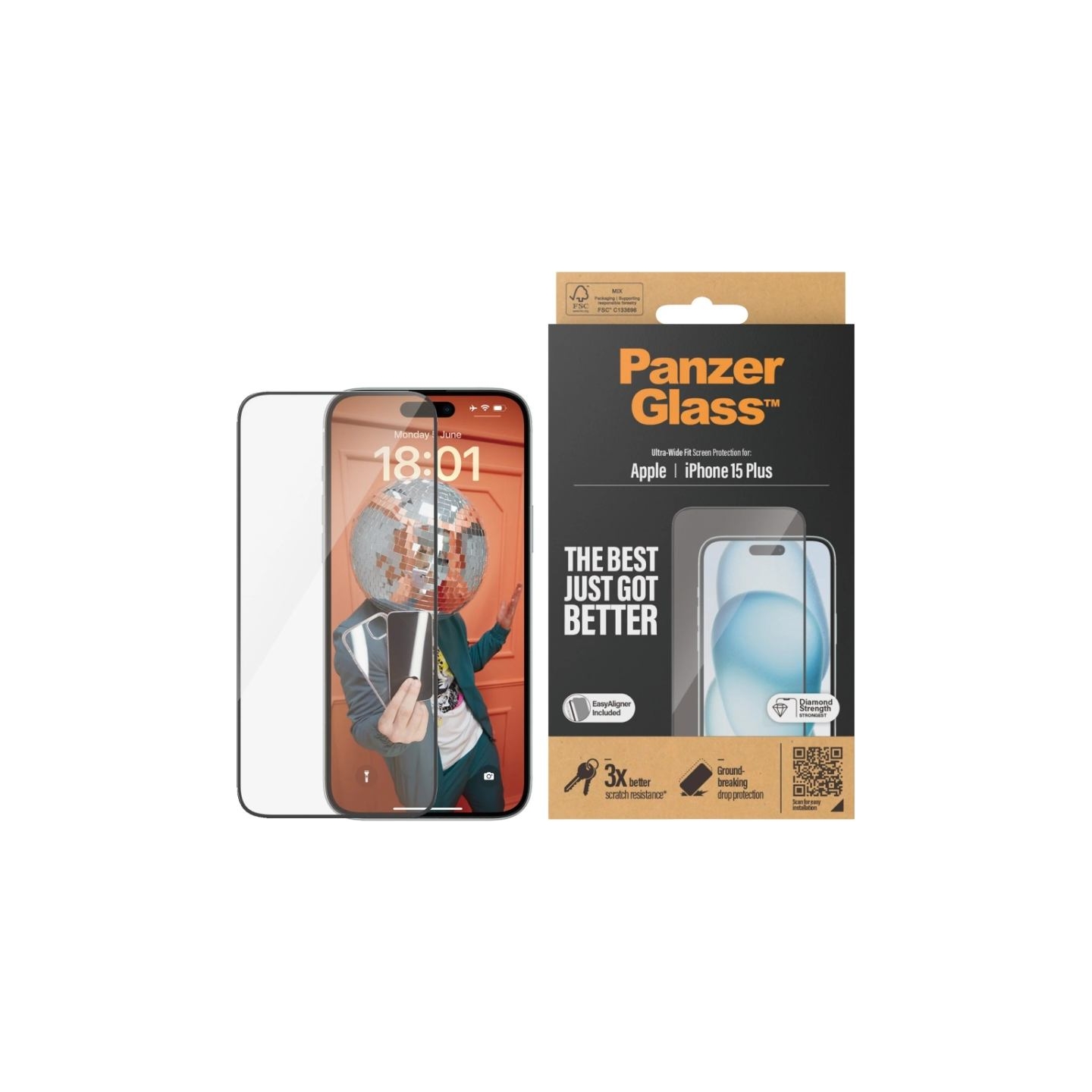 Panzerglass | Screen protector | Apple | IPhone 15 Plus | Glass | Transparent | Ultra-wide fit, Scratch resistant, Drop protecti