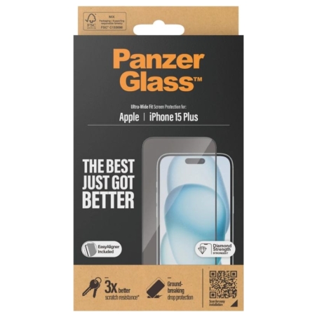 Panzerglass | Screen protector | Apple | IPhone 15 Plus | Glass | Transparent | Ultra-wide fit, Scratch resistant, Drop protecti
