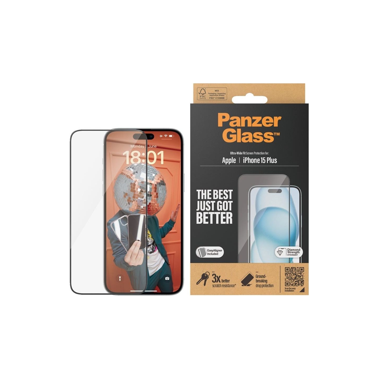 Panzerglass | Screen protector | Apple | IPhone 15 Plus | Glass | Transparent | Ultra-wide fit, Scratch resistant, Drop protecti