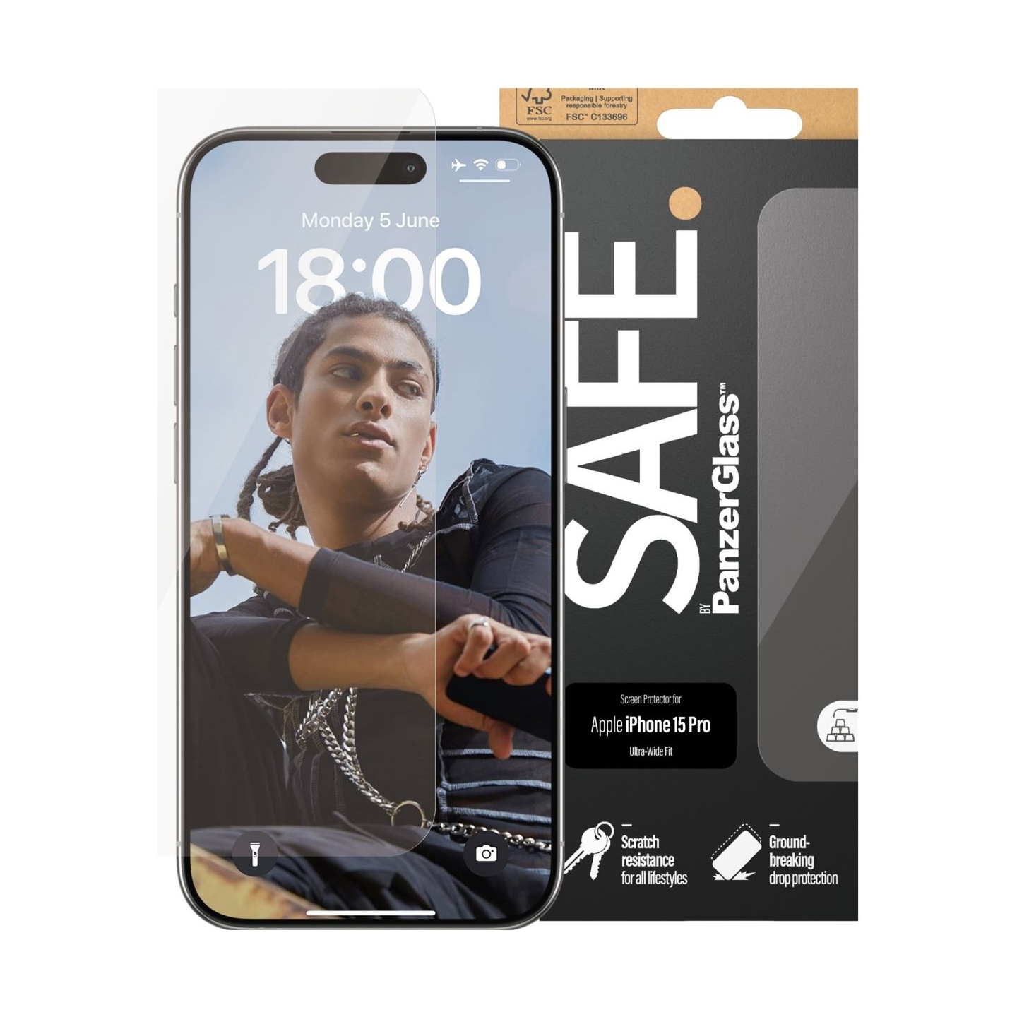 Panzerglass | SAFE | Screen protector | Apple | Iphone15 PRO | Glass | Clear | Ultra-Wide Fit