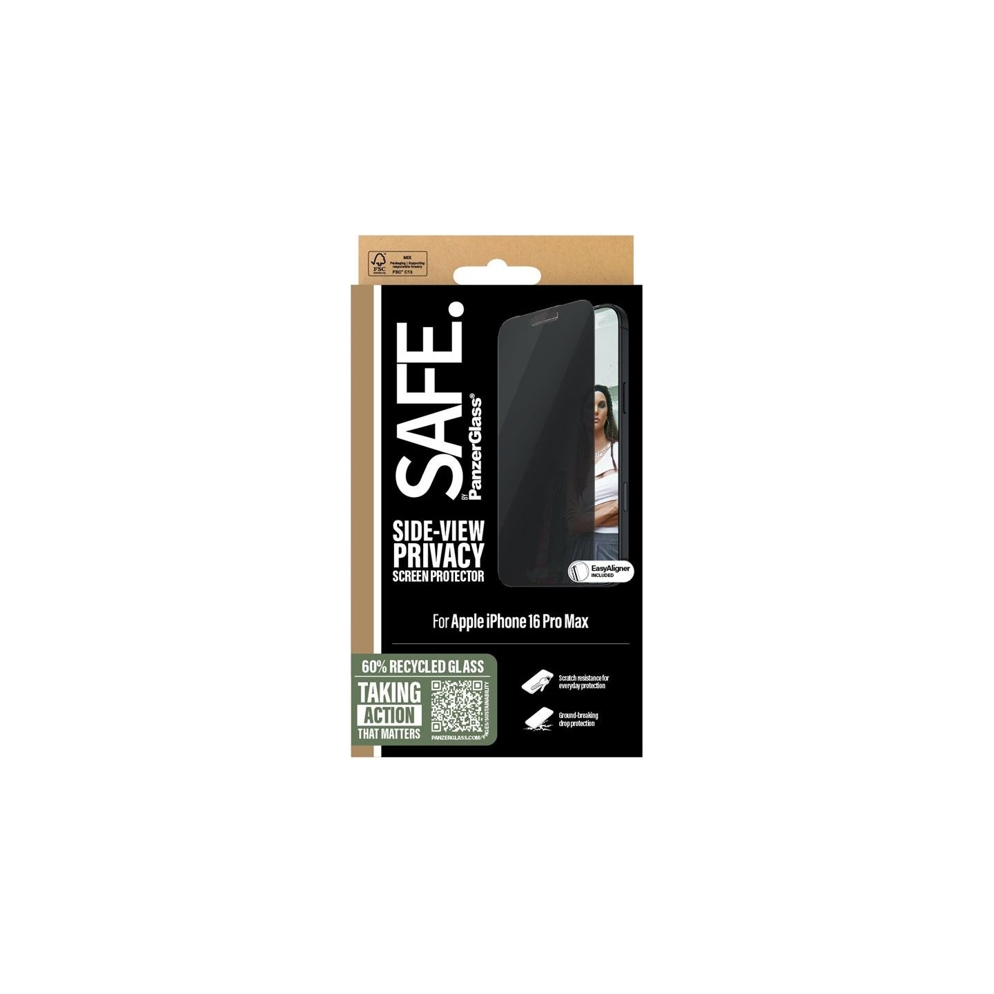 Panzerglass Screen protector | Apple | iPhone 16 Pro Max | Glass | Black | Ultra-Wide Fit