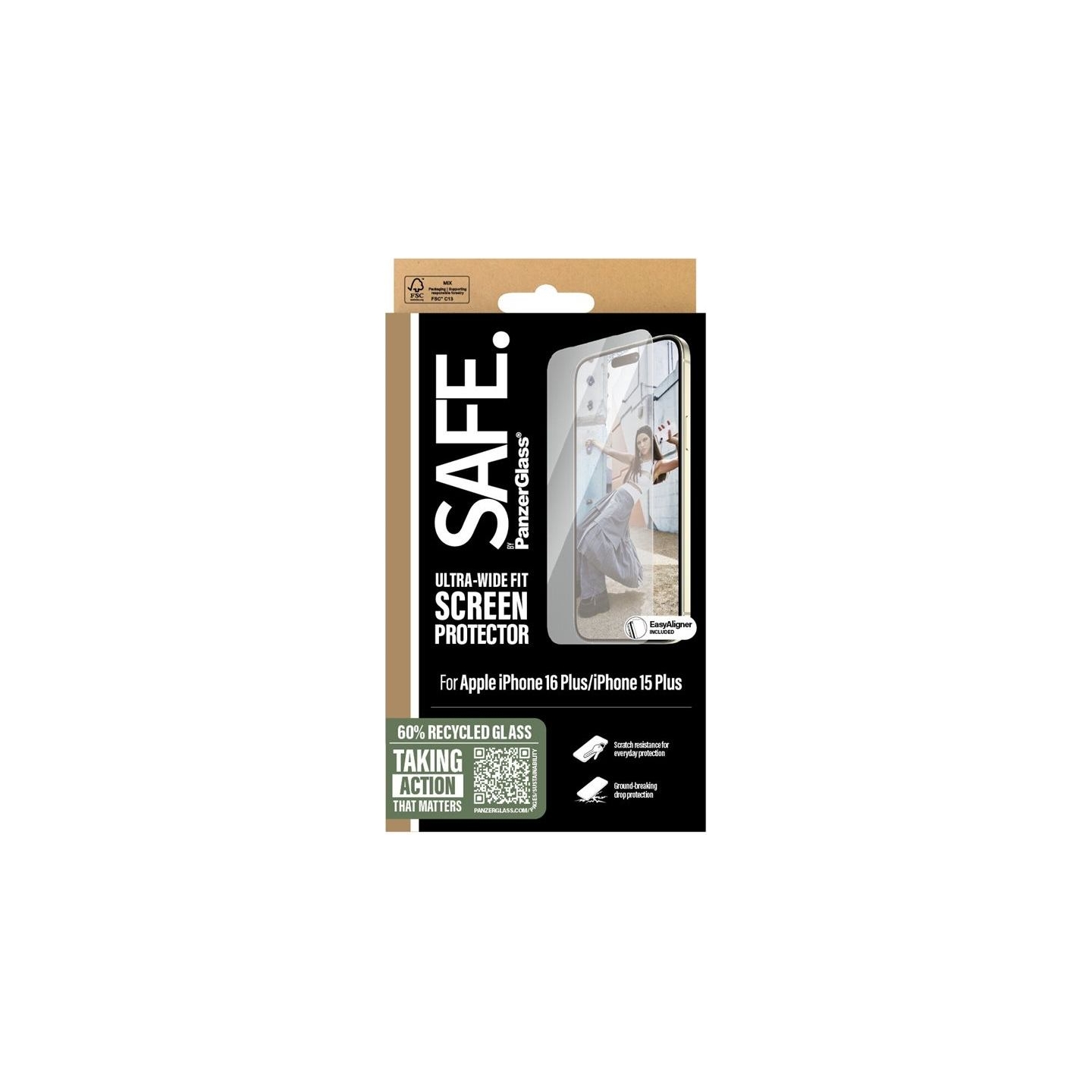 Panzerglass Screen protector | Apple | iPhone 16 Plus | Glass | Transparent | Ultra-Wide Fit