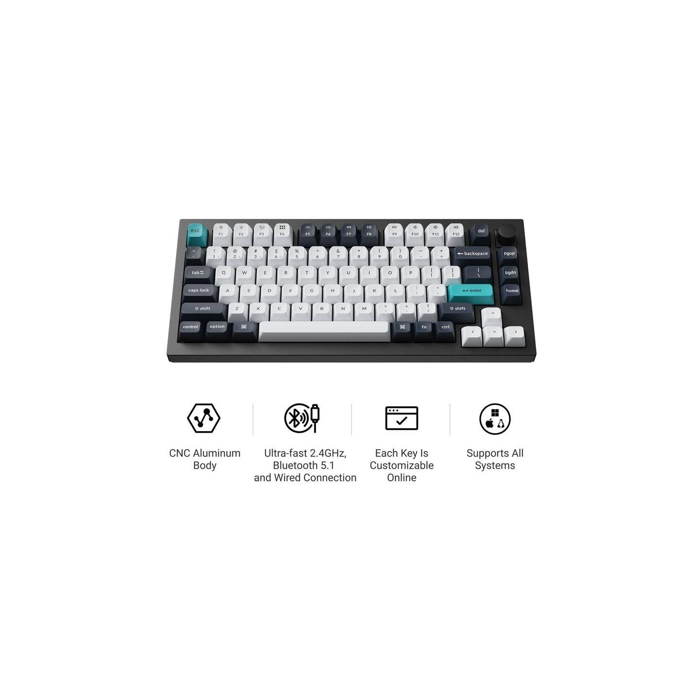 Keychron KEYBOARD WRL Q1 MAX RGB/CARBON BLACK Q1M-M4 KEYCHRON