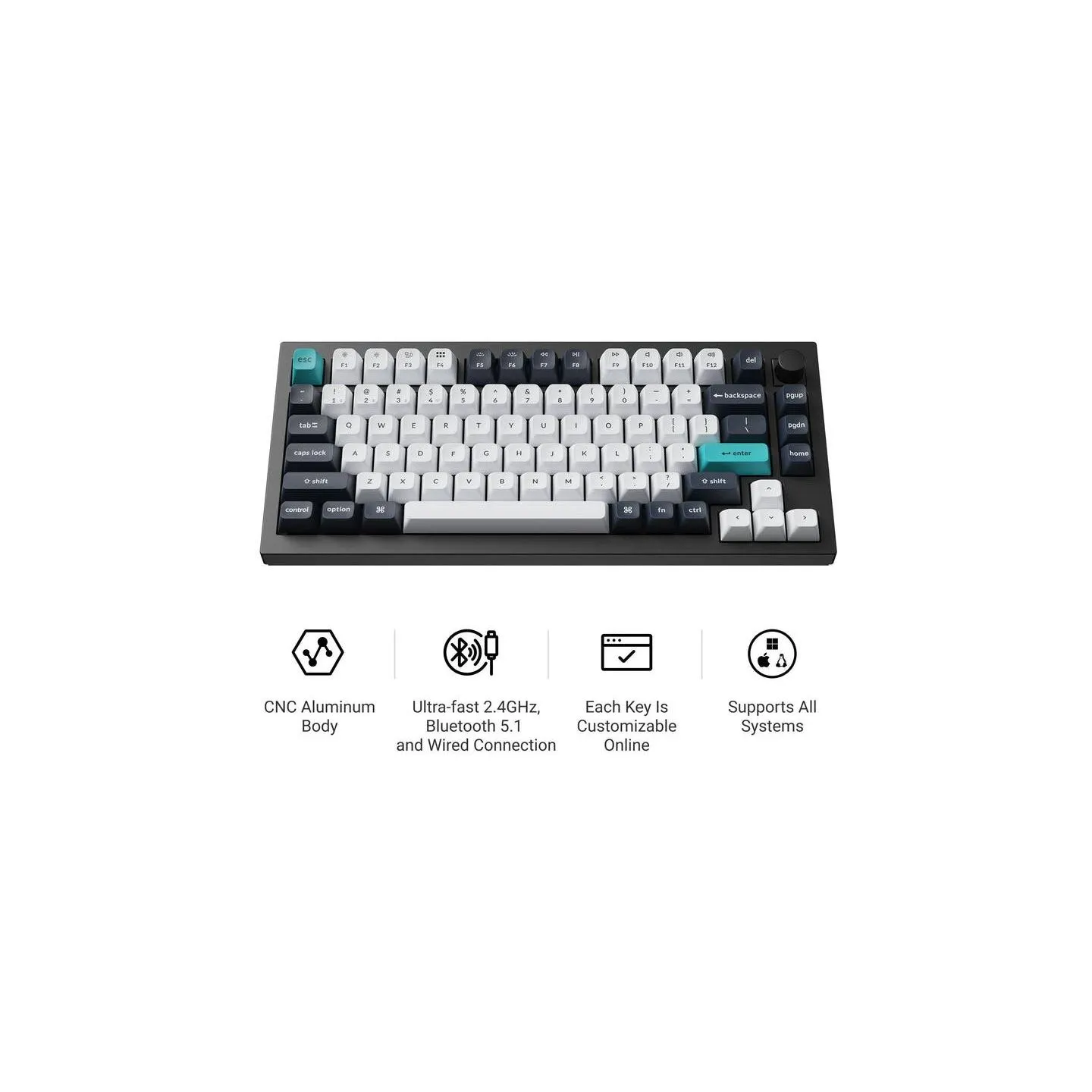 Keychron KEYBOARD WRL Q1 MAX RGB/CARBON BLACK Q1M-M4 KEYCHRON