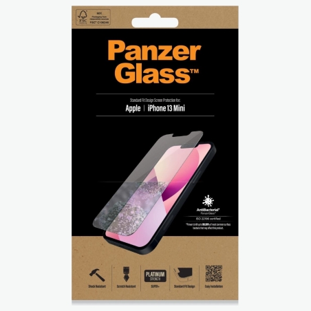 Panzerglass | Clear Screen Protector | Apple | iPhone 13 Mini | Tempered glass | Antibacterial glass; Resistant to scratches and