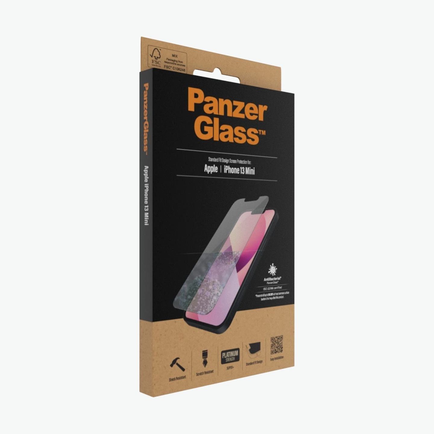 Panzerglass | Clear Screen Protector | Apple | iPhone 13 Mini | Tempered glass | Antibacterial glass; Resistant to scratches and