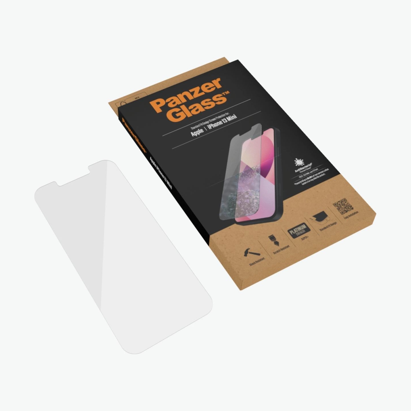 Panzerglass | Clear Screen Protector | Apple | iPhone 13 Mini | Tempered glass | Antibacterial glass; Resistant to scratches and