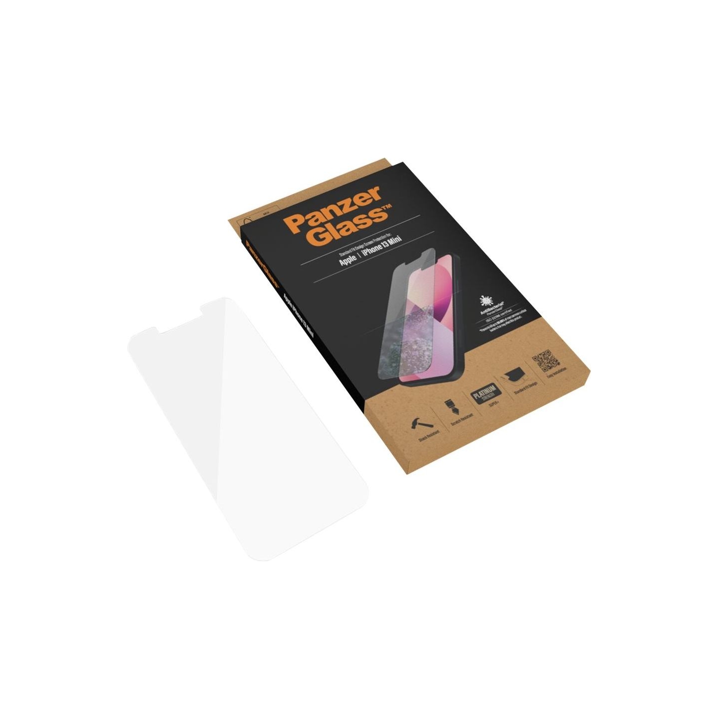 Panzerglass | Clear Screen Protector | Apple | iPhone 13 Mini | Tempered glass | Antibacterial glass; Resistant to scratches and