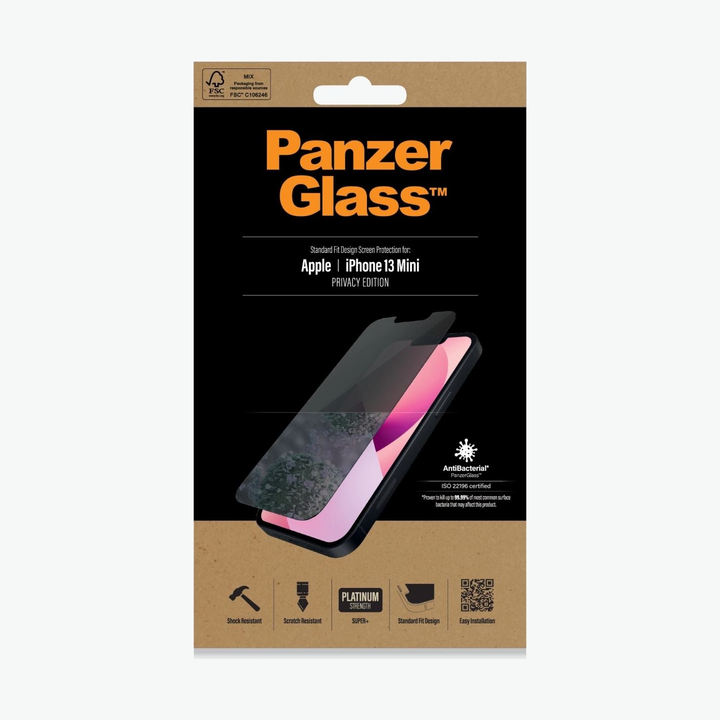 Panzerglass | Apple | iPhone 13 Mini | Tempered glass | Black | Crystal clear; Resistant to scratches and bacteria; Shock absorb