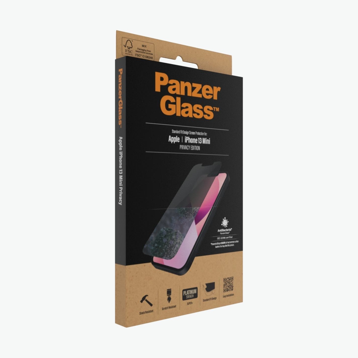 Panzerglass | Apple | iPhone 13 Mini | Tempered glass | Black | Crystal clear; Resistant to scratches and bacteria; Shock absorb