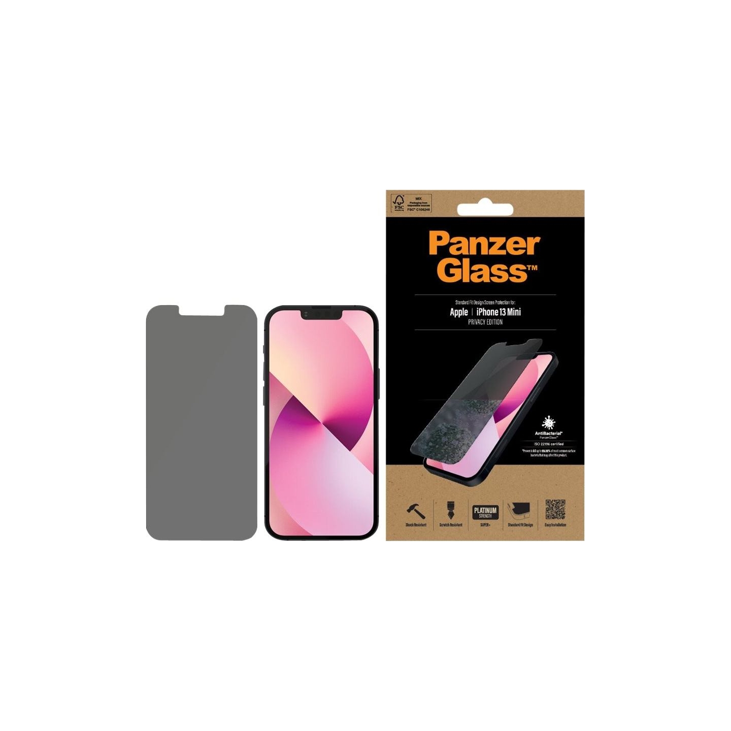 Panzerglass | Apple | iPhone 13 Mini | Tempered glass | Black | Crystal clear; Resistant to scratches and bacteria; Shock absorb