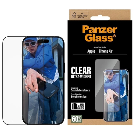 Panzerglass Screen protector | Apple | iPhone Air | Glass | Transparent | Ultra-Wide Fit w. EasyAligner