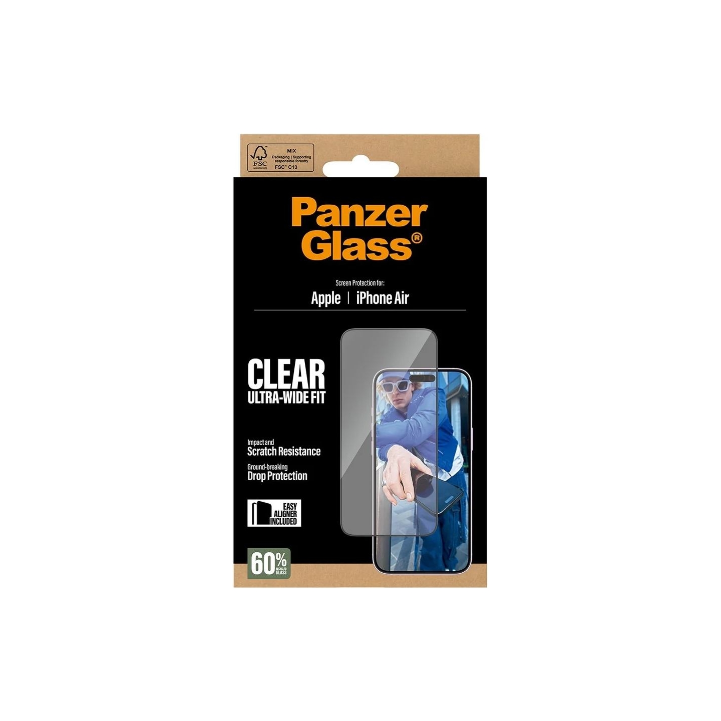 Panzerglass Screen protector | Apple | iPhone Air | Glass | Transparent | Ultra-Wide Fit w. EasyAligner