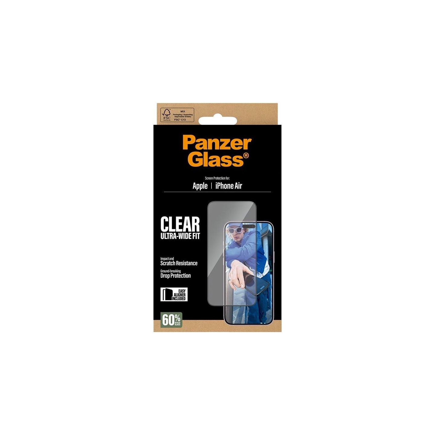 Panzerglass Screen protector | Apple | iPhone Air | Glass | Transparent | Ultra-Wide Fit w. EasyAligner