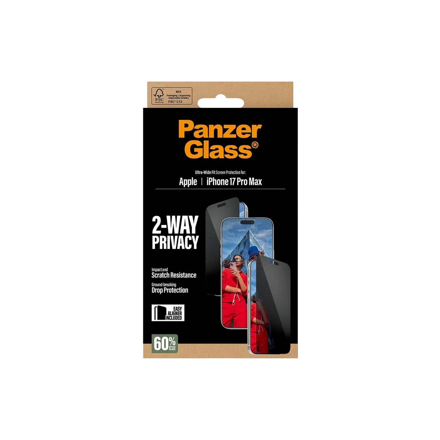 Panzerglass Screen protector | Apple | iPhone 17 Pro Max | Glass | Transparent | Ultra-Wide Fit w. EasyAligner