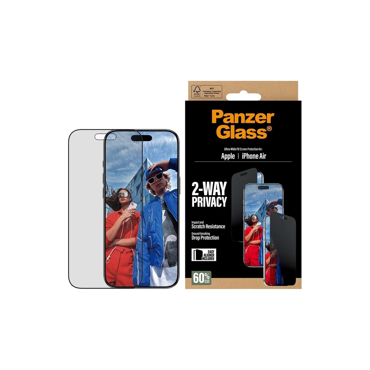 Panzerglass Screen protector | Apple | iPhone Air | Glass | Transparent | Ultra-Wide Fit w. EasyAligner