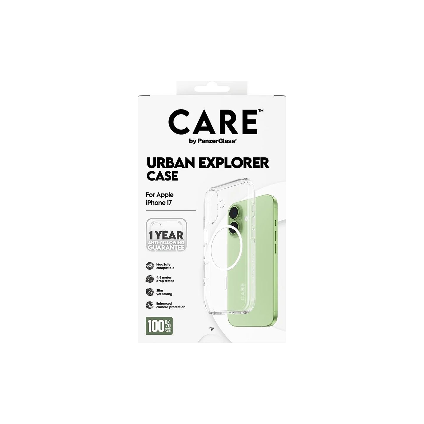 Panzerglass Flagship Case | Back cover | Apple | iPhone 17 | Recycled plastic | Transparent | Urban Explorer w. White MagSafe