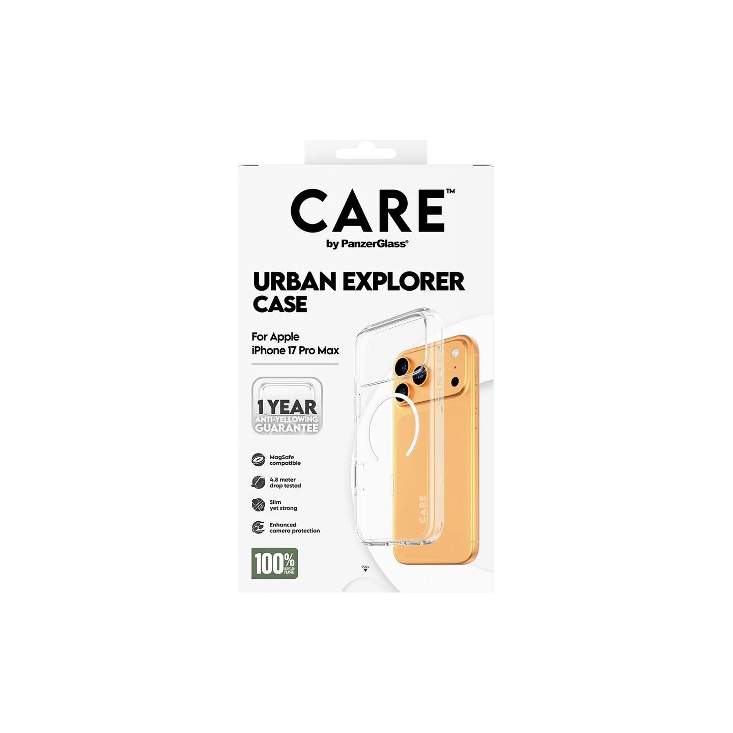 Panzerglass Flagship Case | Back cover | Apple | iPhone 17 Pro Max | Recycled plastic | Transparent | Urban Explorer w. White Ma