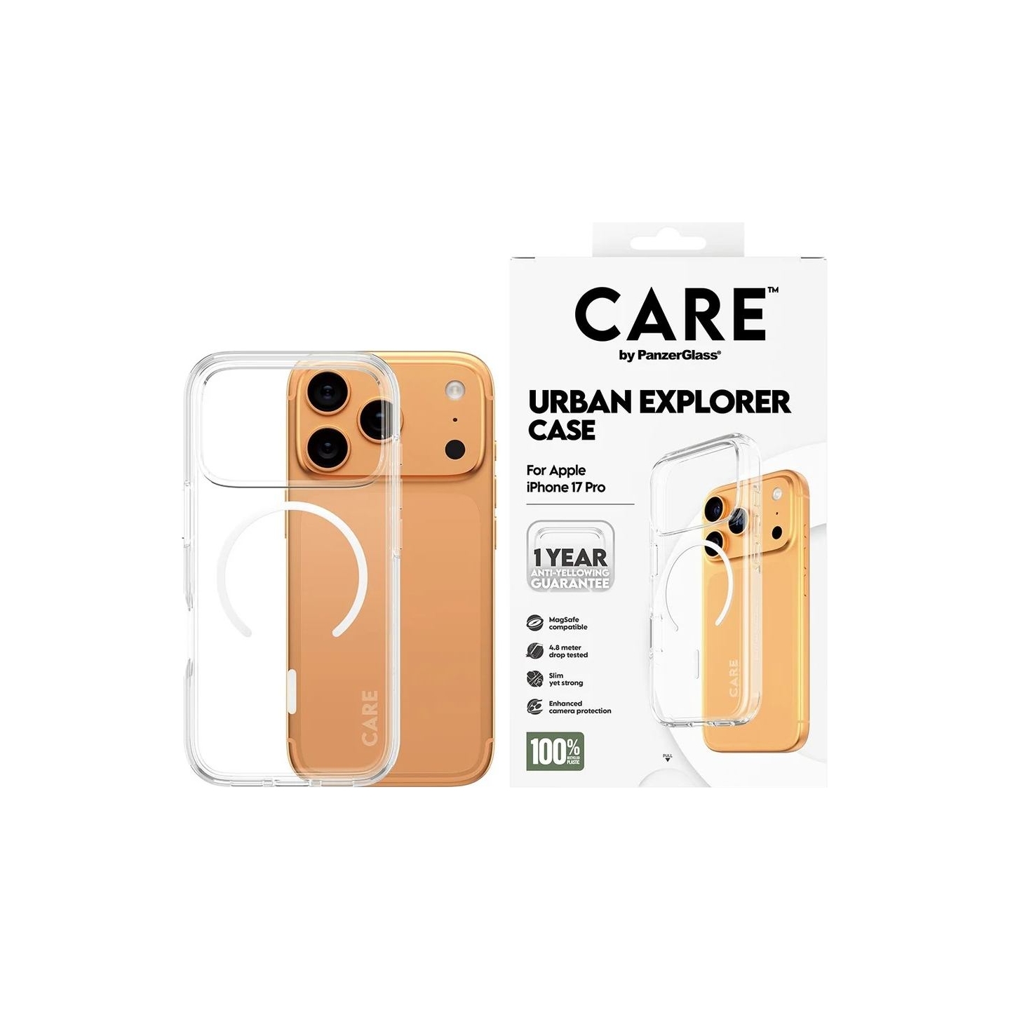 Panzerglass Flagship Case | Back cover | Apple | iPhone 17 Pro | Recycled plastic | Transparent | Urban Explorer w. White MagSaf