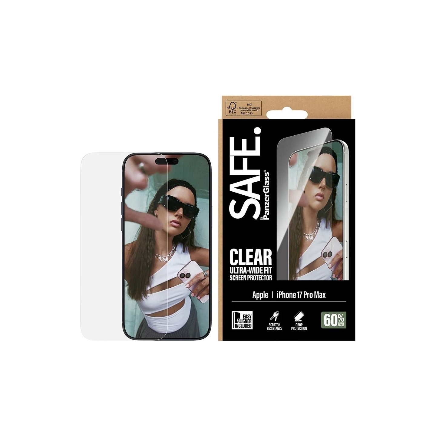 Panzerglass Screen protector | Apple | iPhone 17 Pro Max | Transparent | Ultra-Wide Fit w. EasyAligner