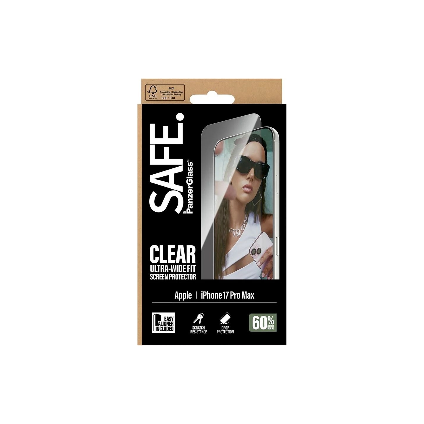 Panzerglass Screen protector | Apple | iPhone 17 Pro Max | Transparent | Ultra-Wide Fit w. EasyAligner
