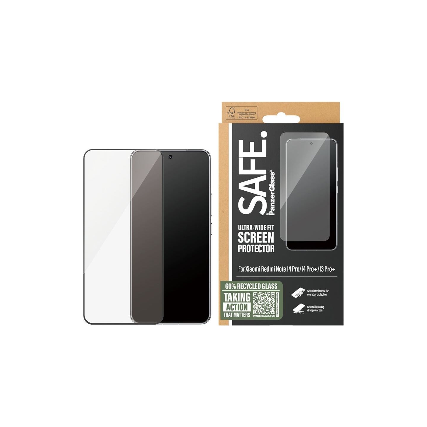 Panzerglass Screen protector | Xiaomi | Redmi Note 14 Pro, 14 Pro+, 13 Pro+ | Glass | Transparent | Ultra-Wide Fit