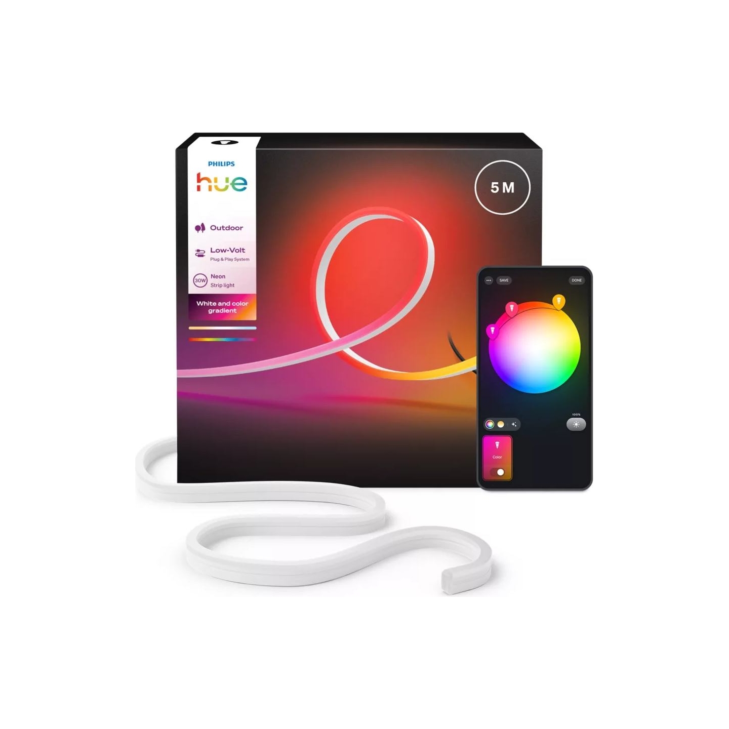 Philips Hue Neon Lightstrip for outdoor use, 5 m | 30 W | Bluetooth, Zigbee